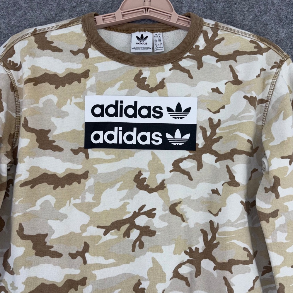 Adidas Originals Desert Camo Crewneck Sweatshirt Trefoil Logo Brown Tan Mens M